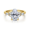 Avah - 14K Yellow Gold Oval Semi Mount Cluster Semi-Mount Ring