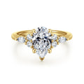 Avah - 14K Yellow Gold Pear Shape Semi Mount Cluster Semi-Mount Ring