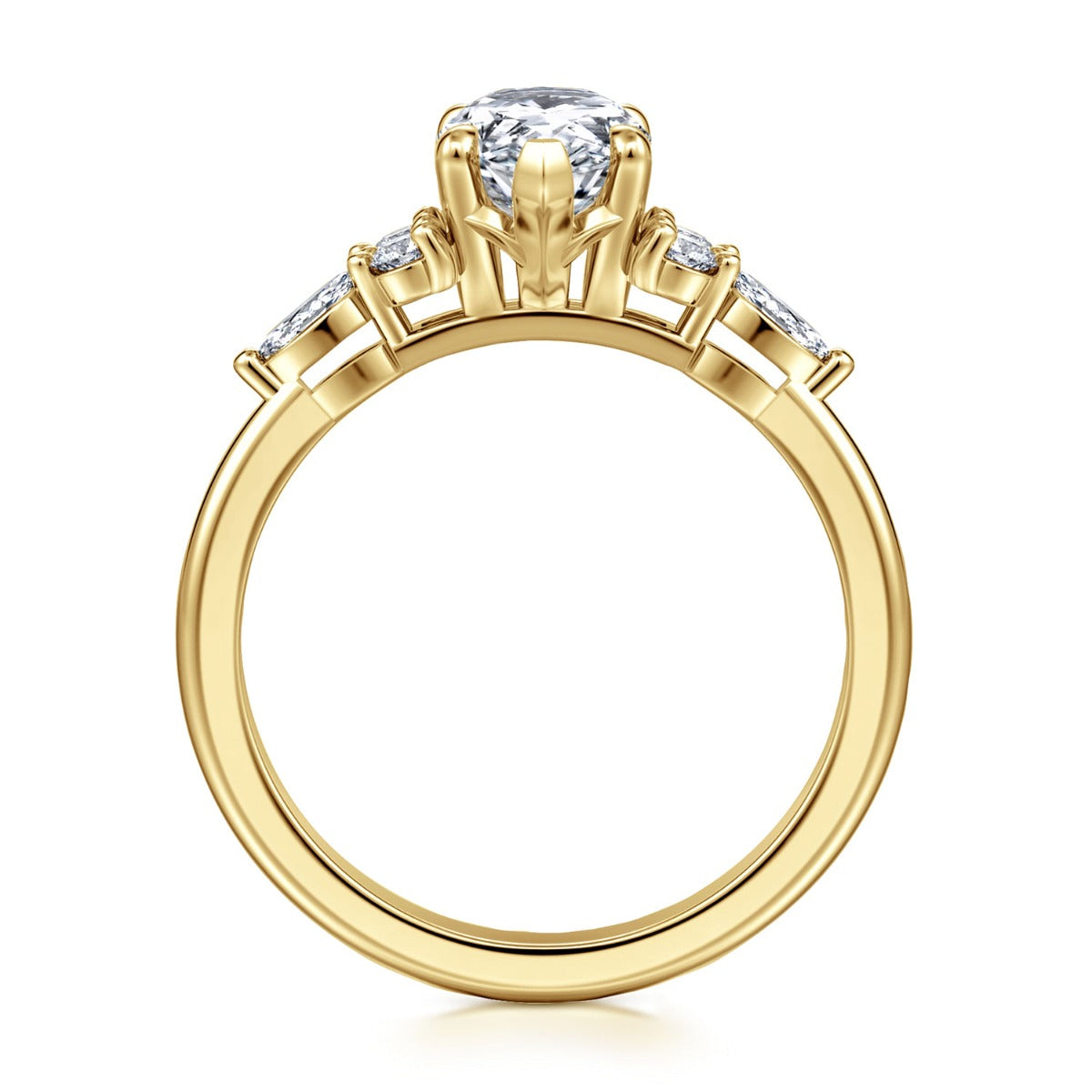 Avah - 14K Yellow Gold Pear Shape Semi Mount Cluster Semi-Mount Ring