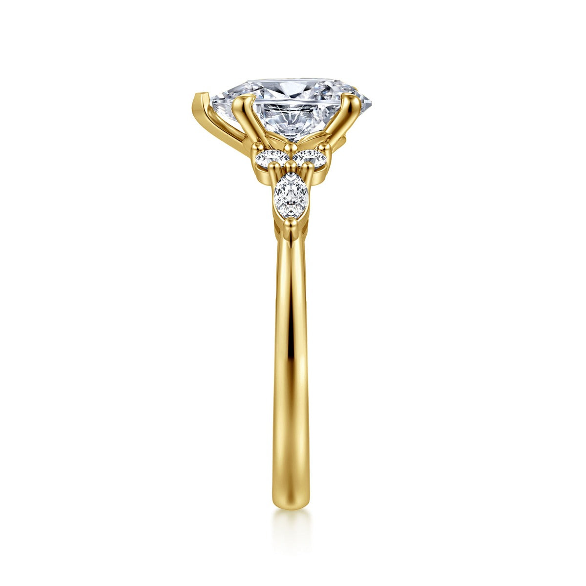 Avah - 14K Yellow Gold Pear Shape Semi Mount Cluster Semi-Mount Ring