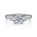 Adalia - 14K White Gold Round Three Stone Diamond Semi-Mount Ring