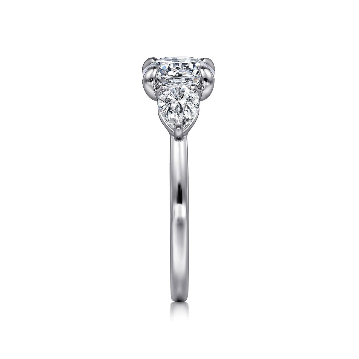 Adalia - 14K White Gold Round Three Stone Diamond Semi-Mount Ring