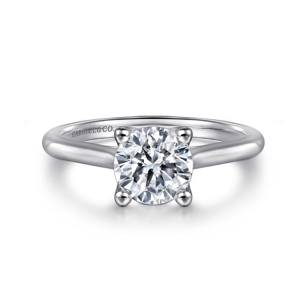 Ailis - 14K White Gold Round Diamond Semi Mount Engagement Ring