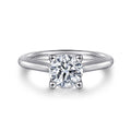 Ailis - 14K White Gold Round Diamond Semi Mount Engagement Ring