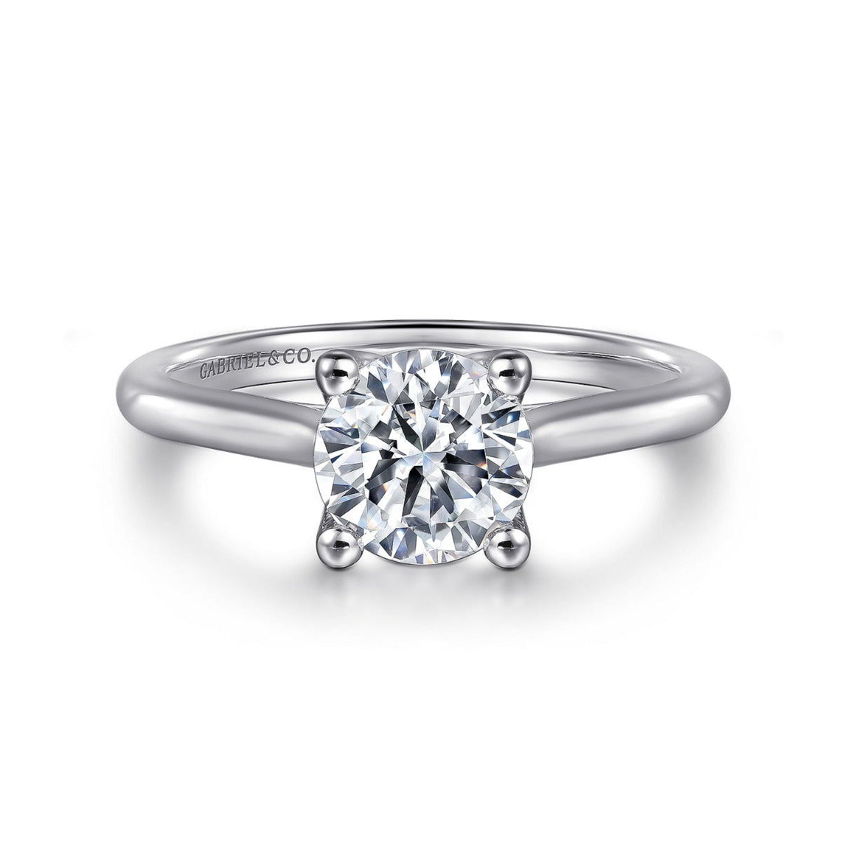 Ailis - 14K White Gold Round Diamond Semi Mount Engagement Ring