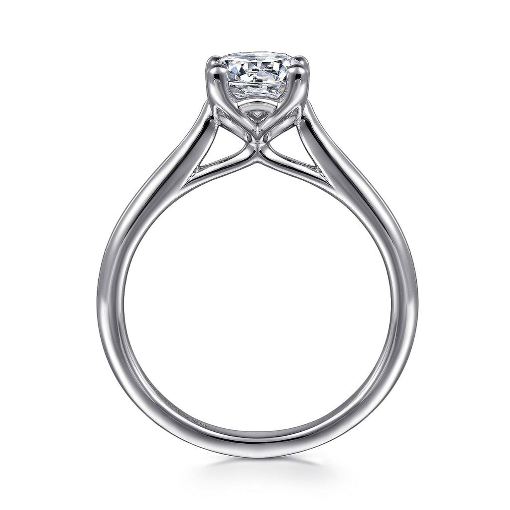 Ailis - 14K White Gold Round Diamond Semi Mount Engagement Ring