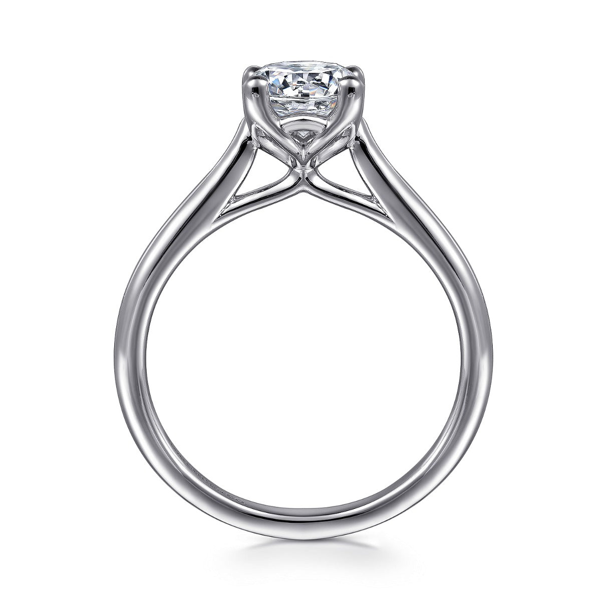 Ailis - 14K White Gold Round Diamond Semi Mount Engagement Ring