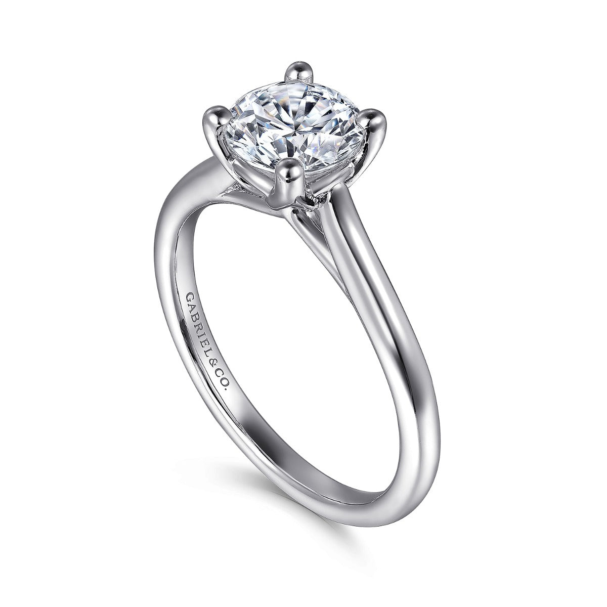 Ailis - 14K White Gold Round Diamond Semi Mount Engagement Ring