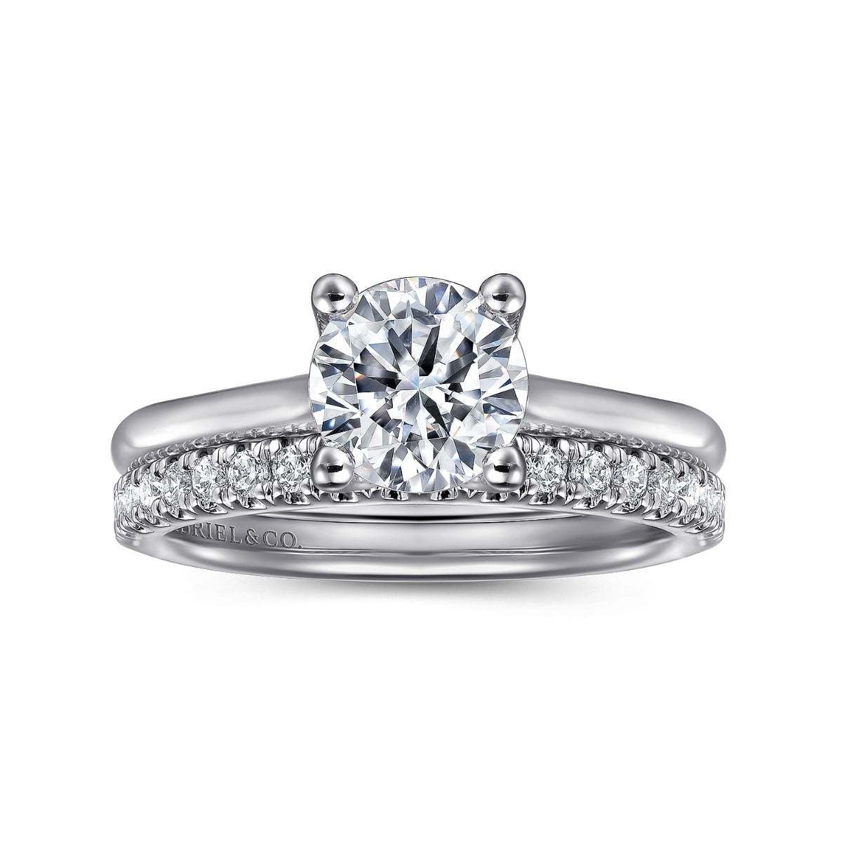 Ailis - 14K White Gold Round Diamond Semi Mount Engagement Ring