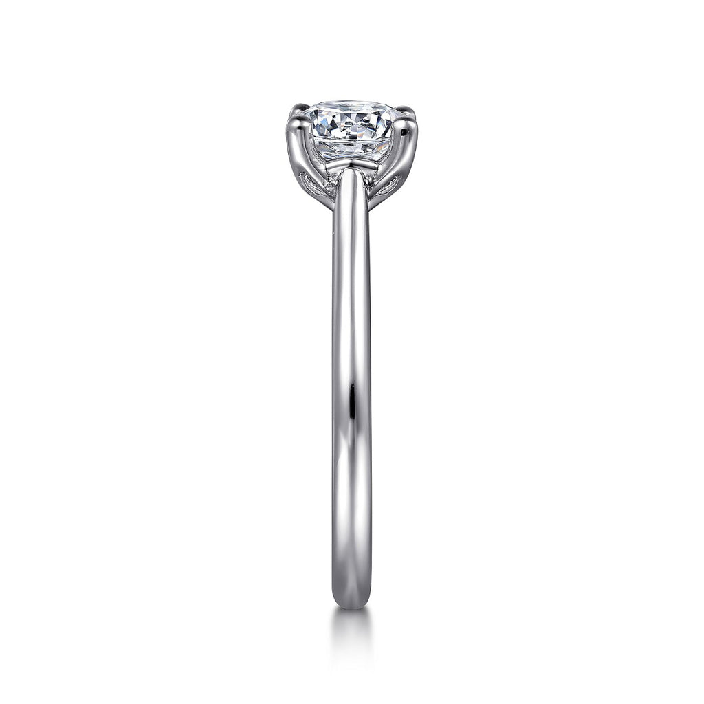 Ailis - 14K White Gold Round Diamond Semi Mount Engagement Ring