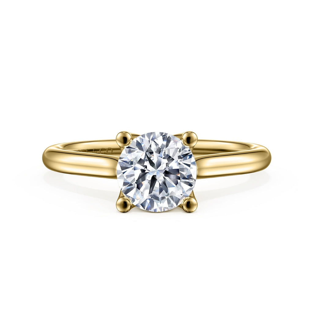 Ailis - 14K Yellow Gold Round Diamond Semi Mount Engagement Ring
