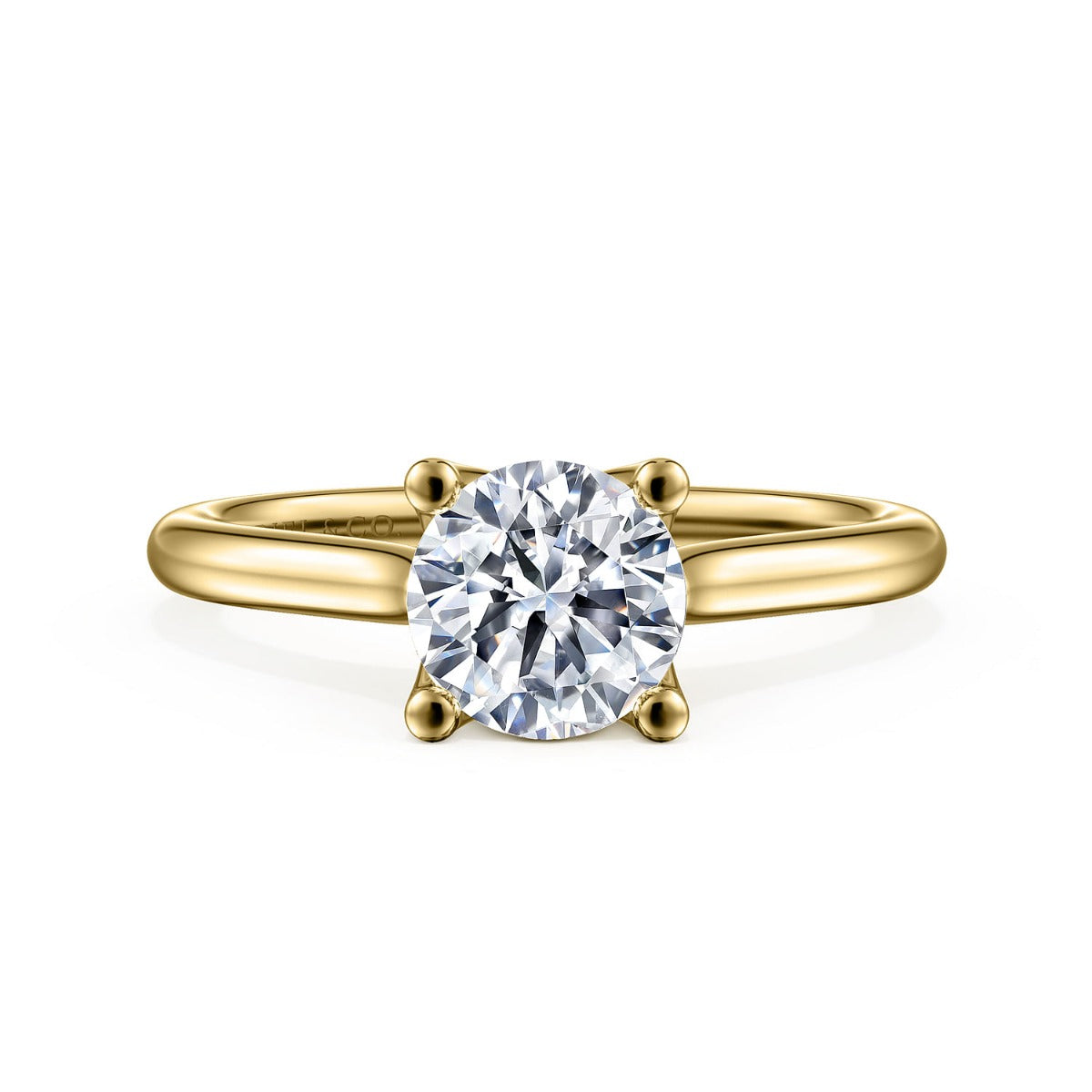 Ailis - 14K Yellow Gold Round Diamond Semi Mount Engagement Ring