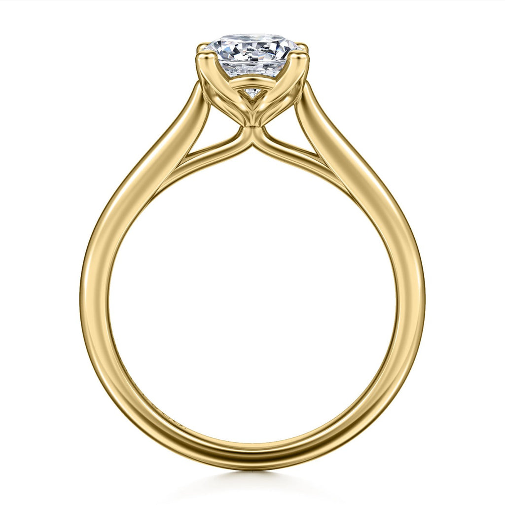 Ailis - 14K Yellow Gold Round Diamond Semi Mount Engagement Ring