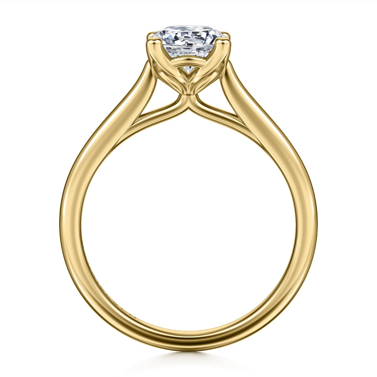 Ailis - 14K Yellow Gold Round Diamond Semi Mount Engagement Ring