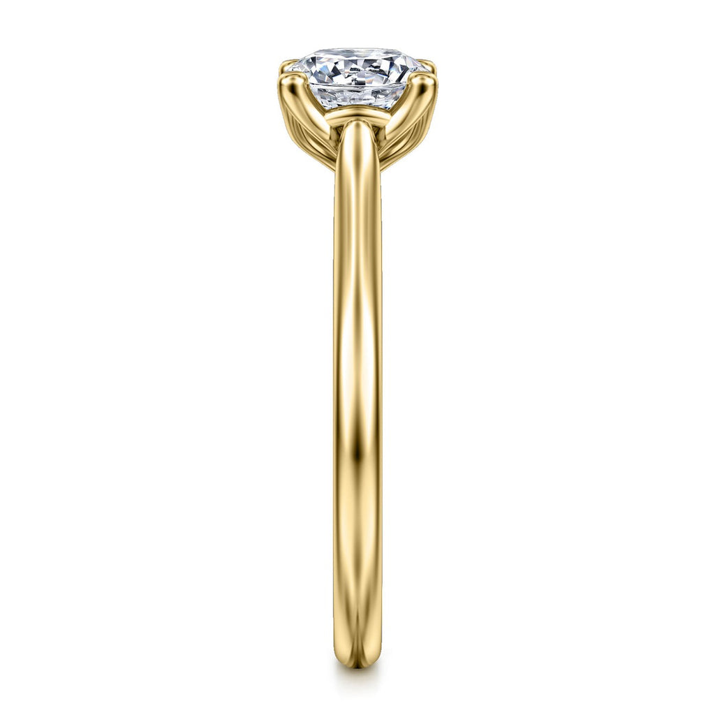 Ailis - 14K Yellow Gold Round Diamond Semi Mount Engagement Ring