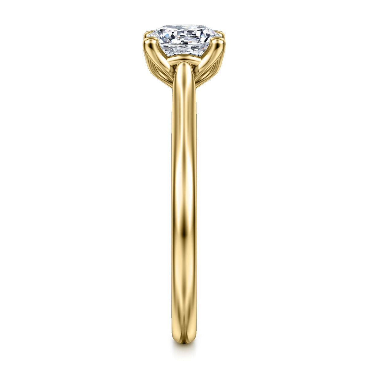Ailis - 14K Yellow Gold Round Diamond Semi Mount Engagement Ring