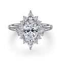 Emarie - 14K White Gold Oval Halo Semi-Mount Ring