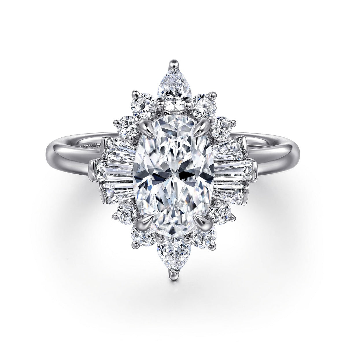 Emarie - 14K White Gold Oval Halo Semi-Mount Ring