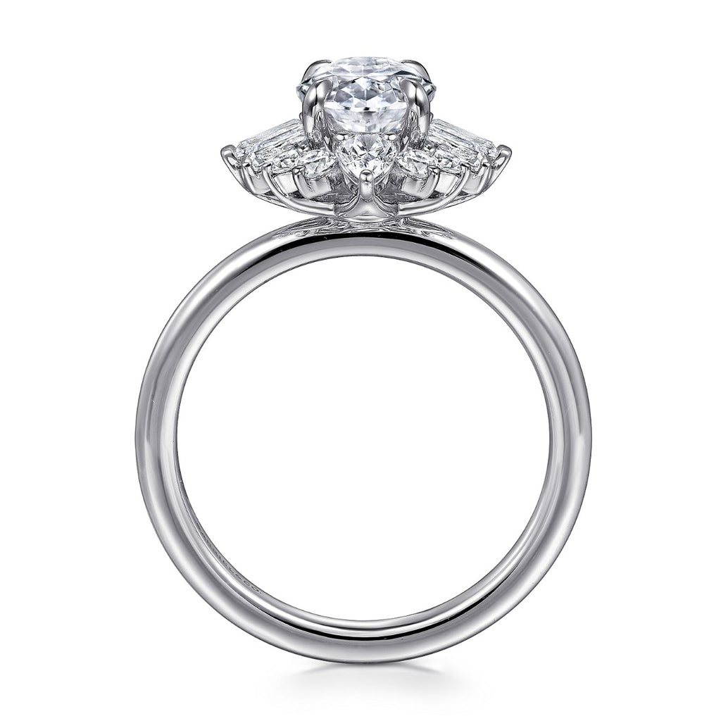 Emarie - 14K White Gold Oval Halo Semi-Mount Ring