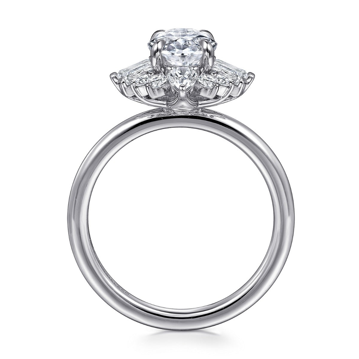 Emarie - 14K White Gold Oval Halo Semi-Mount Ring
