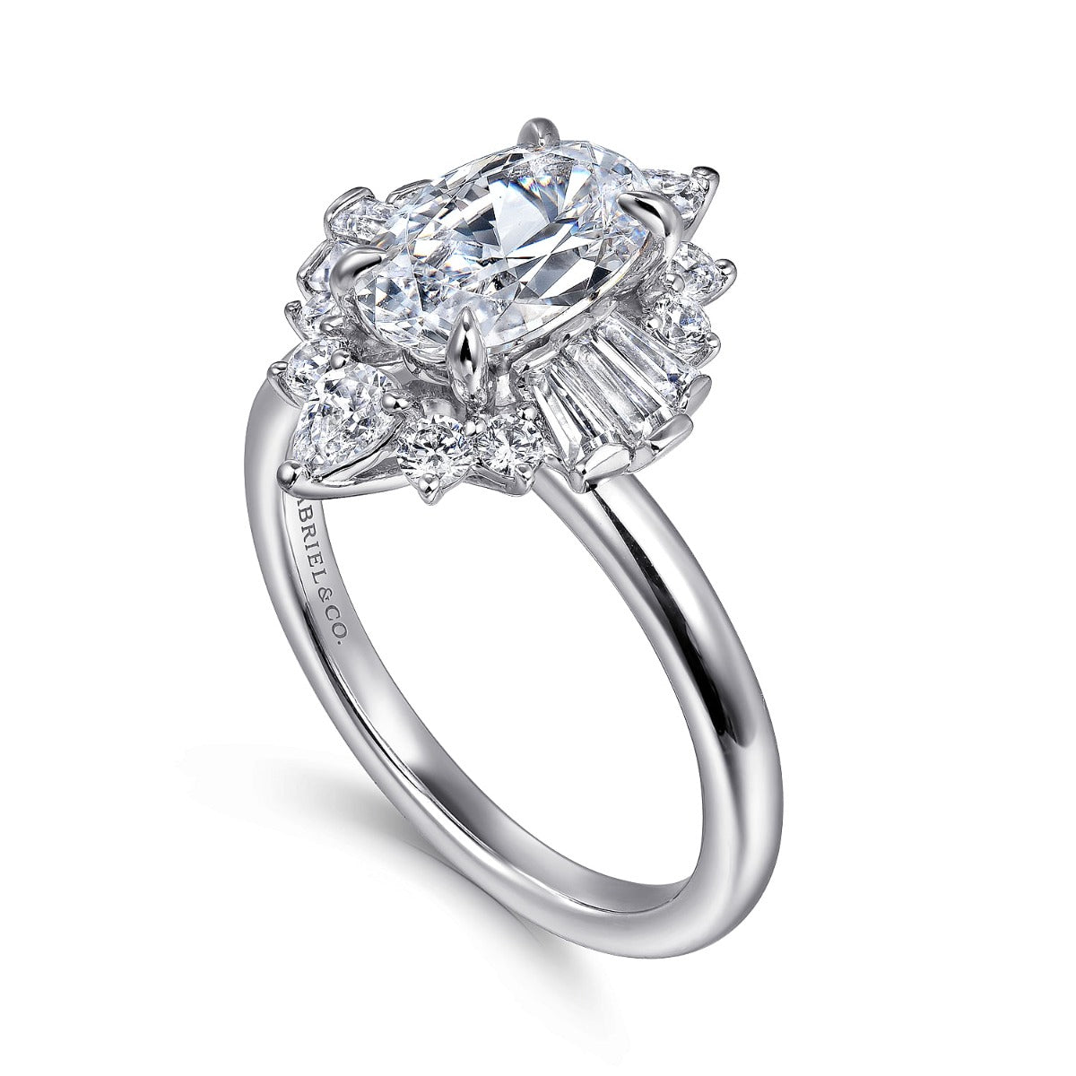 Emarie - 14K White Gold Oval Halo Semi-Mount Ring