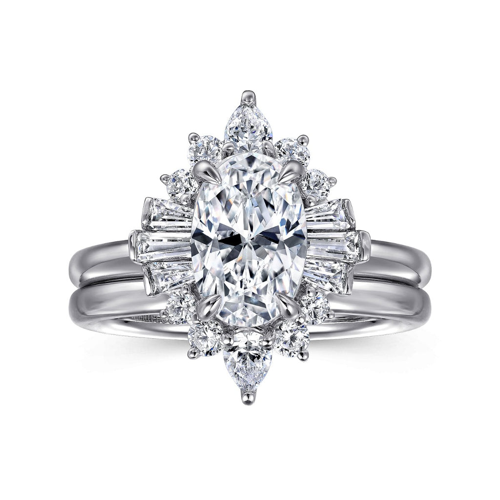 Emarie - 14K White Gold Oval Halo Semi-Mount Ring
