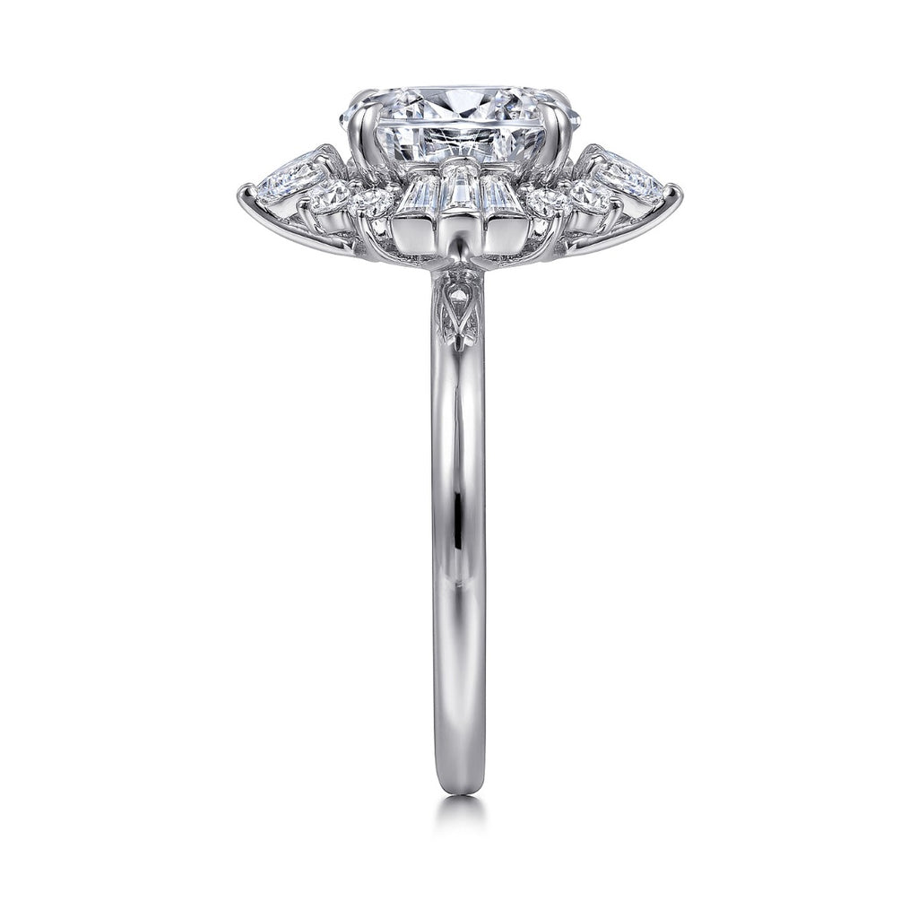 Emarie - 14K White Gold Oval Halo Semi-Mount Ring