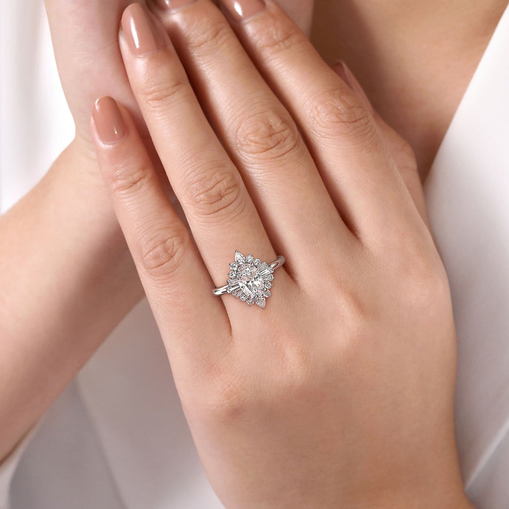 Emarie - 14K White Gold Oval Halo Semi-Mount Ring