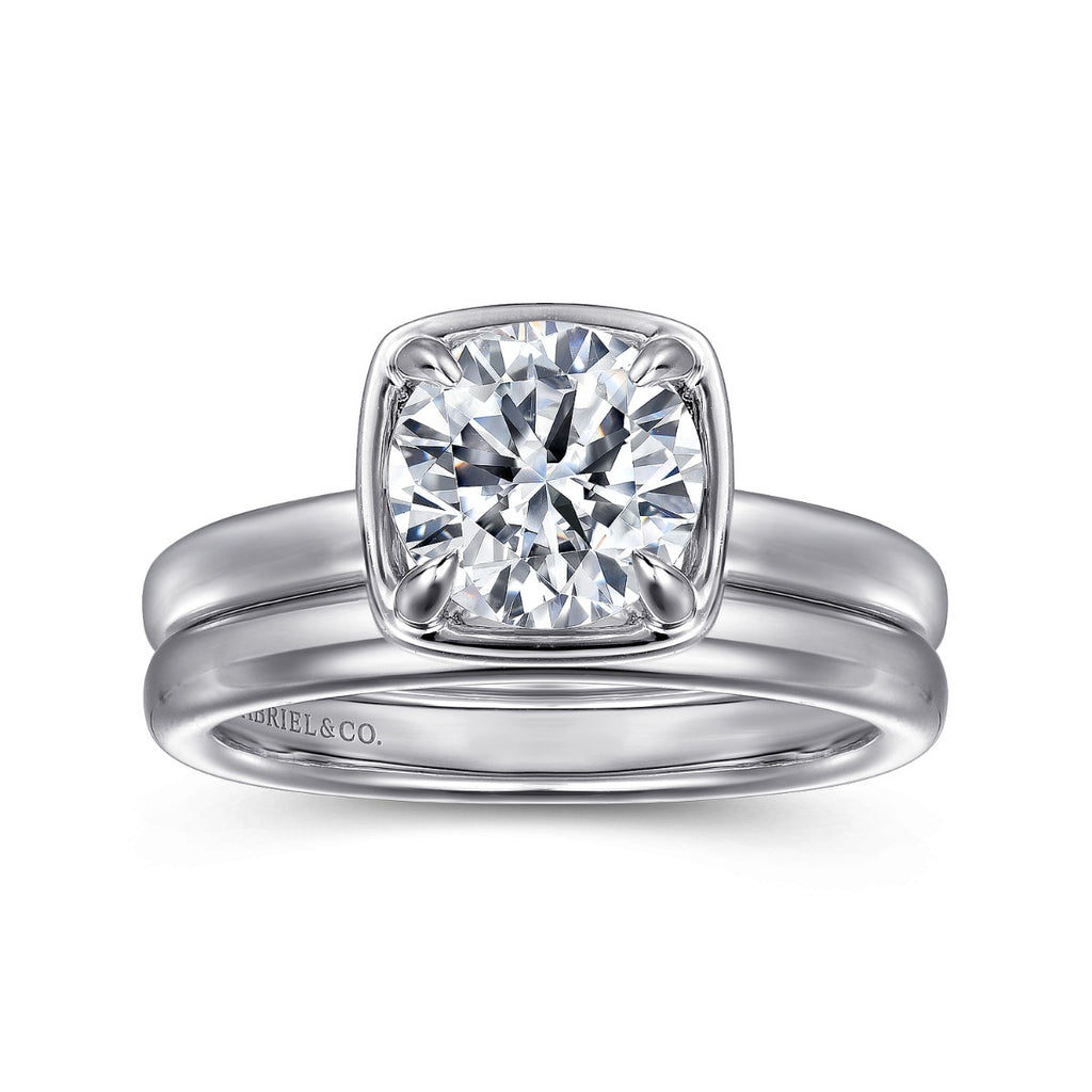 Deedie - 14K White Gold Round Diamond Engagement Ring