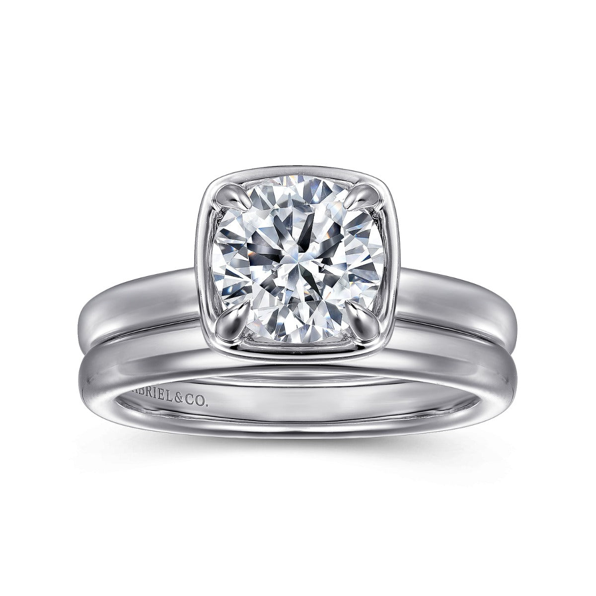 Deedie - 14K White Gold Round Diamond Engagement Ring