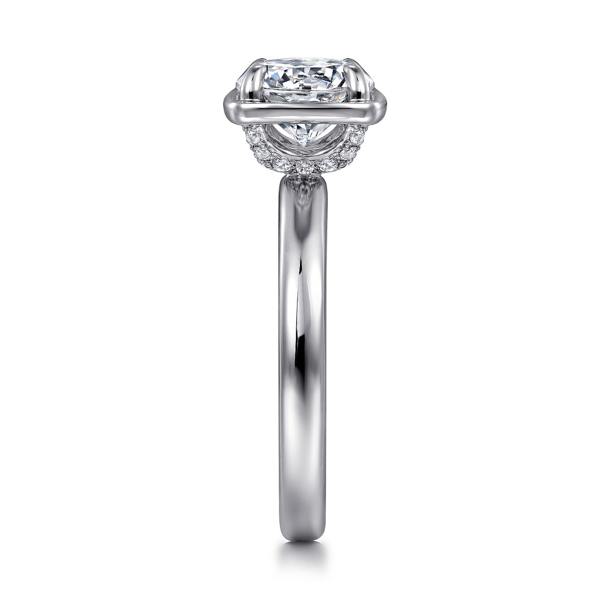 Deedie - 14K White Gold Round Diamond Engagement Ring