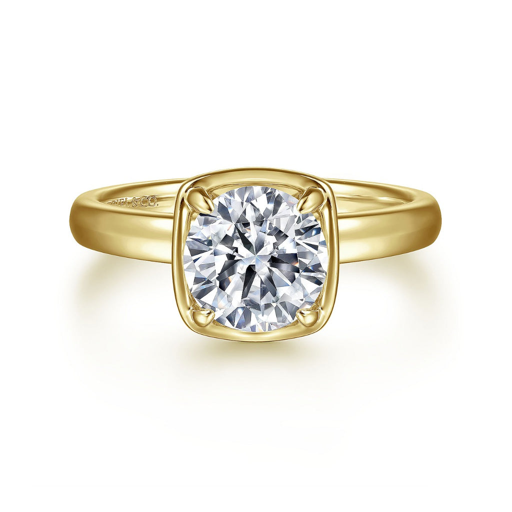Deedie - 14K Yellow Gold Round Semi Mount Engagement Ring