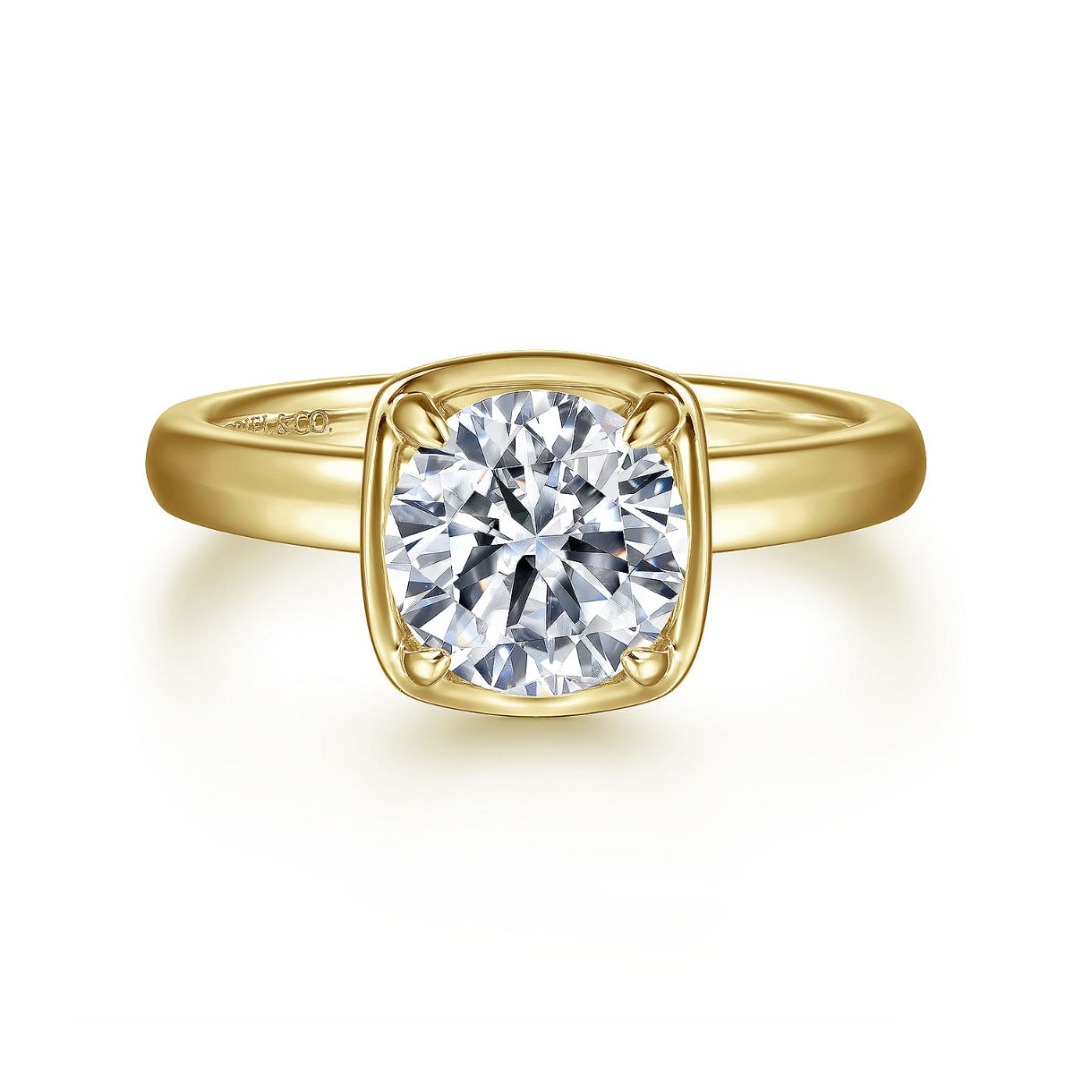 Deedie - 14K Yellow Gold Round Semi Mount Engagement Ring