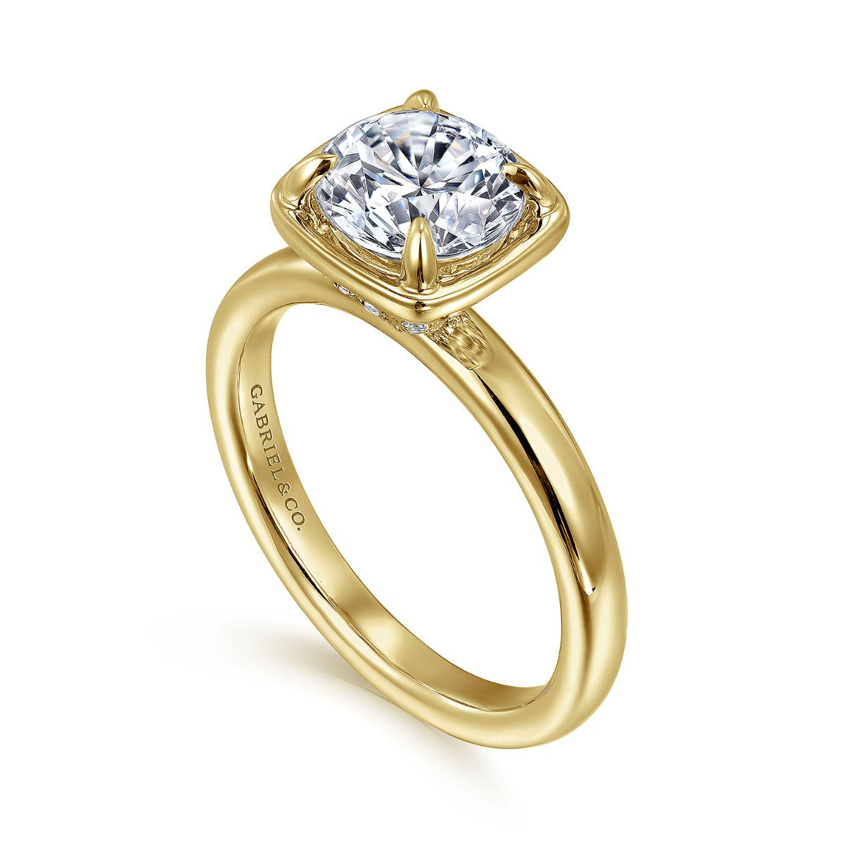 Deedie - 14K Yellow Gold Round Semi Mount Engagement Ring