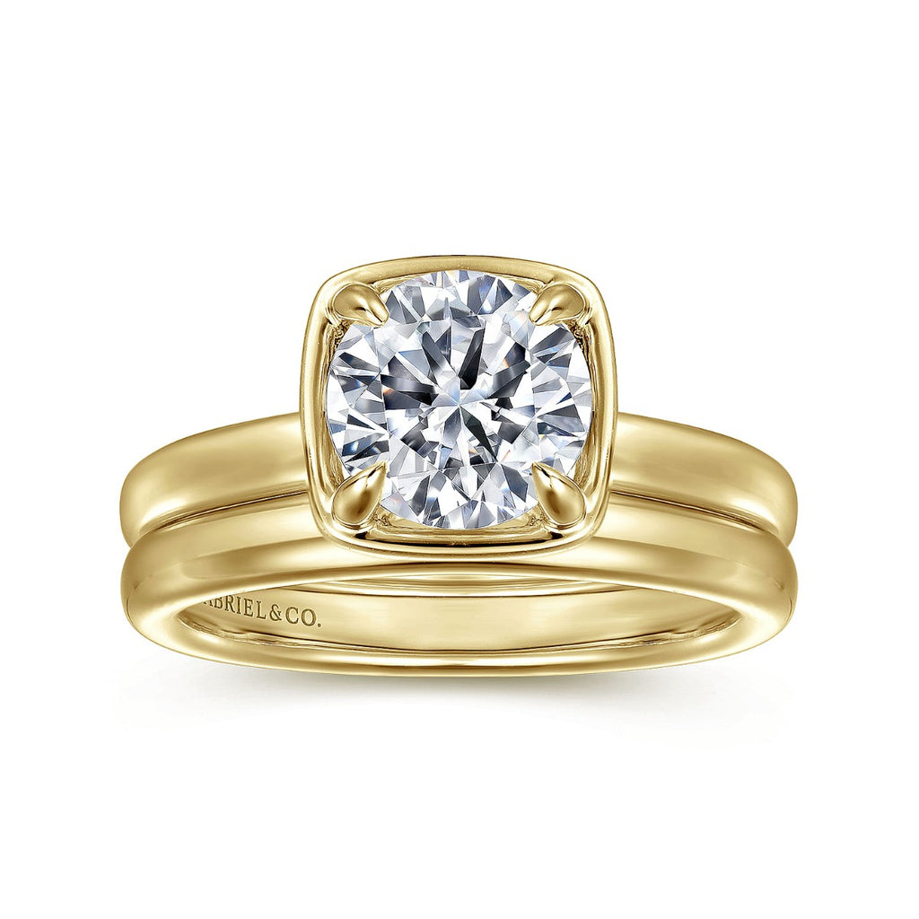 Deedie - 14K Yellow Gold Round Semi Mount Engagement Ring