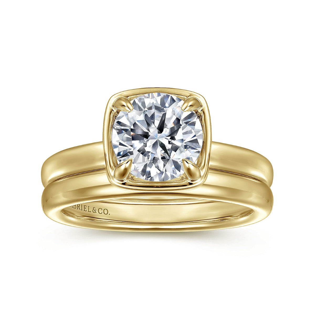 Deedie - 14K Yellow Gold Round Semi Mount Engagement Ring