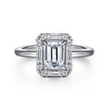 Cammie - Art Deco 14K White Gold Halo Emerald Cut Ring
