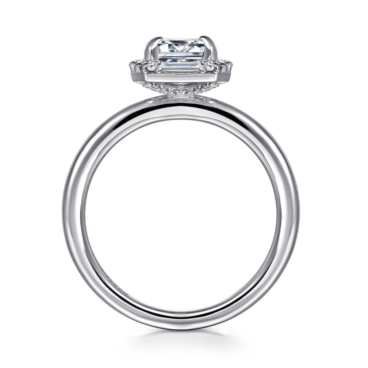 Cammie - Art Deco 14K White Gold Halo Emerald Cut Ring