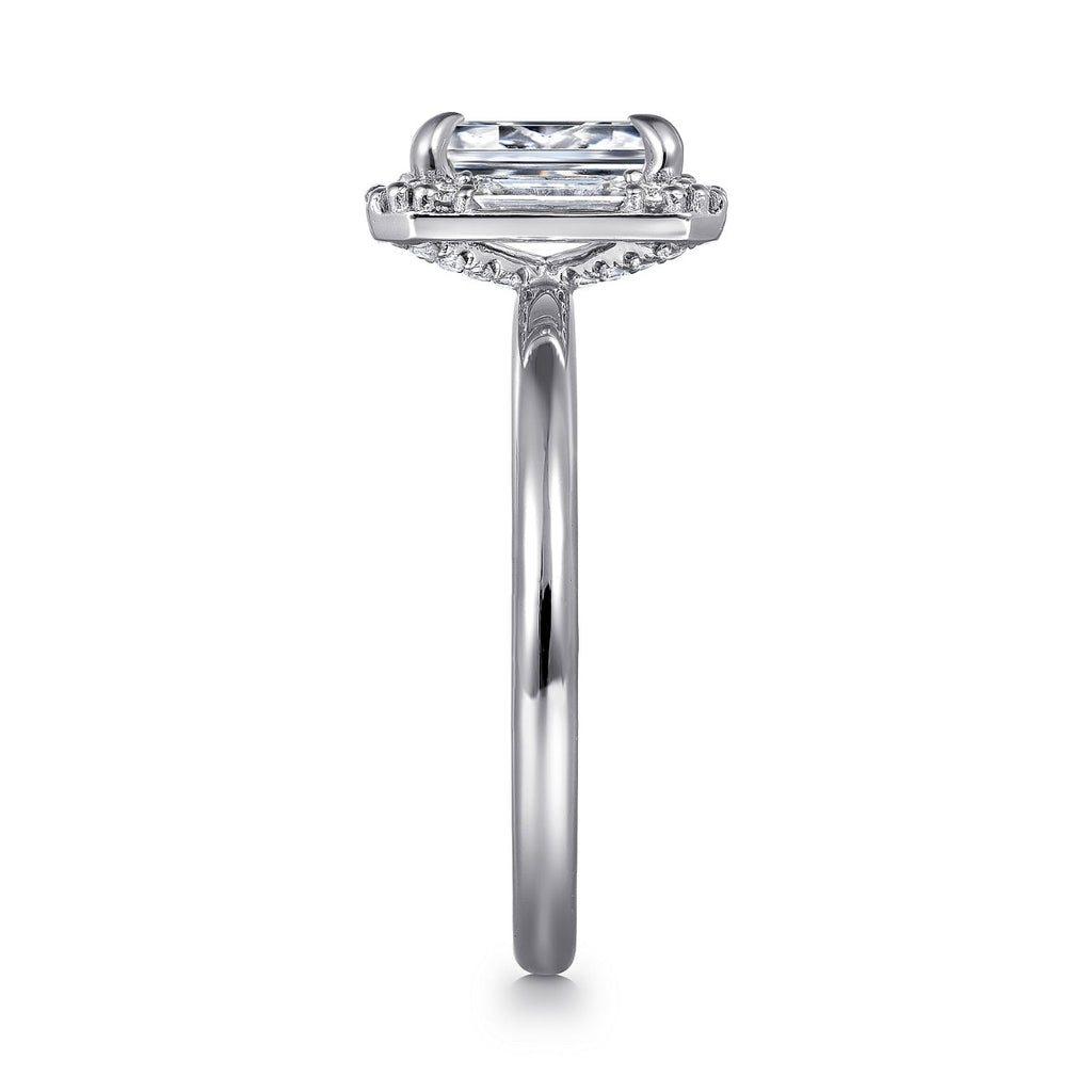 Cammie - Art Deco 14K White Gold Halo Emerald Cut Ring