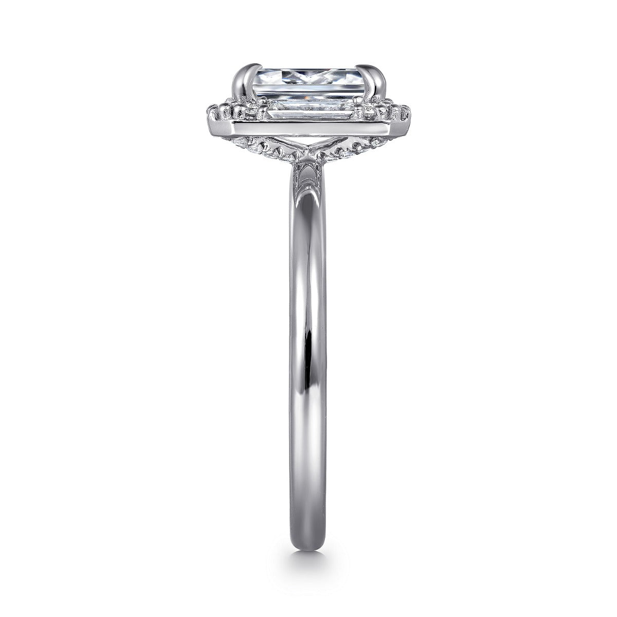 Cammie - Art Deco 14K White Gold Halo Emerald Cut Ring