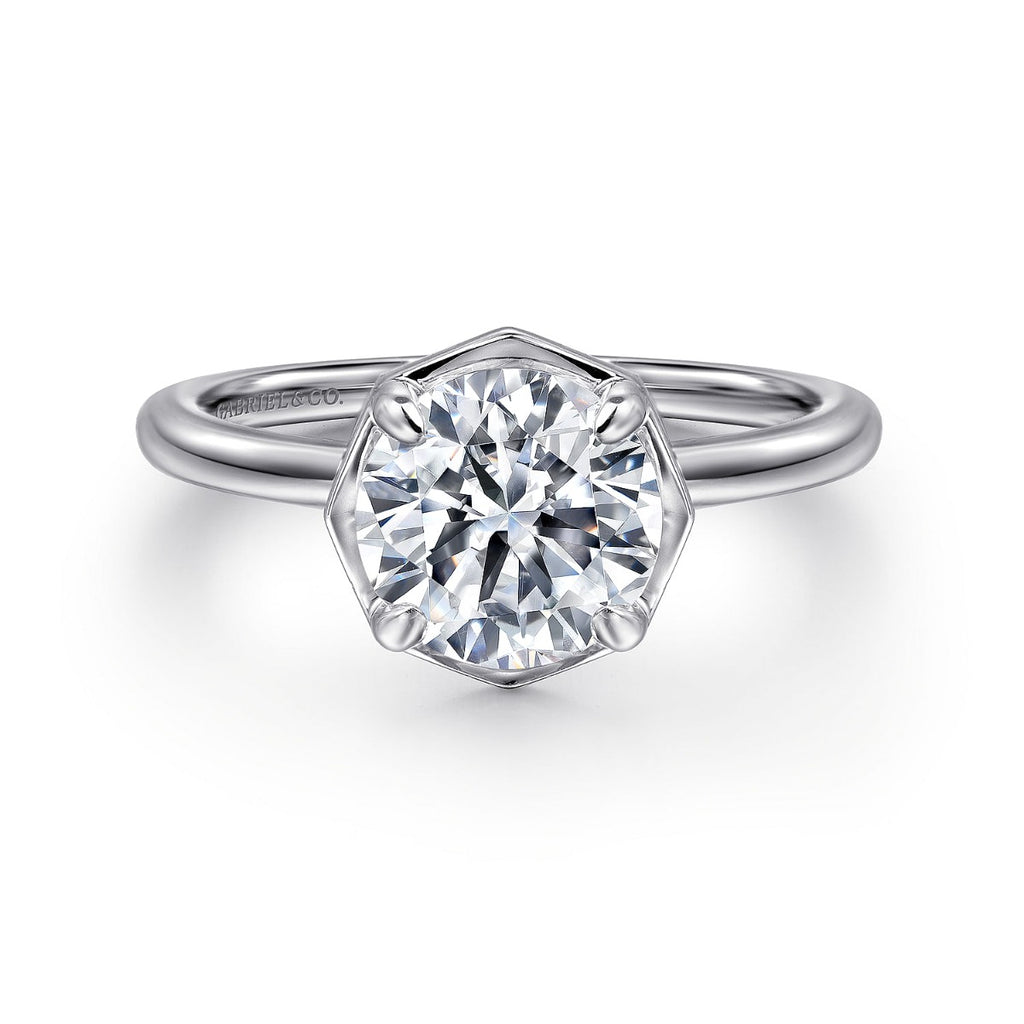 Cassi - 14K White Gold Round Diamond Semi Mount Engagement Ring