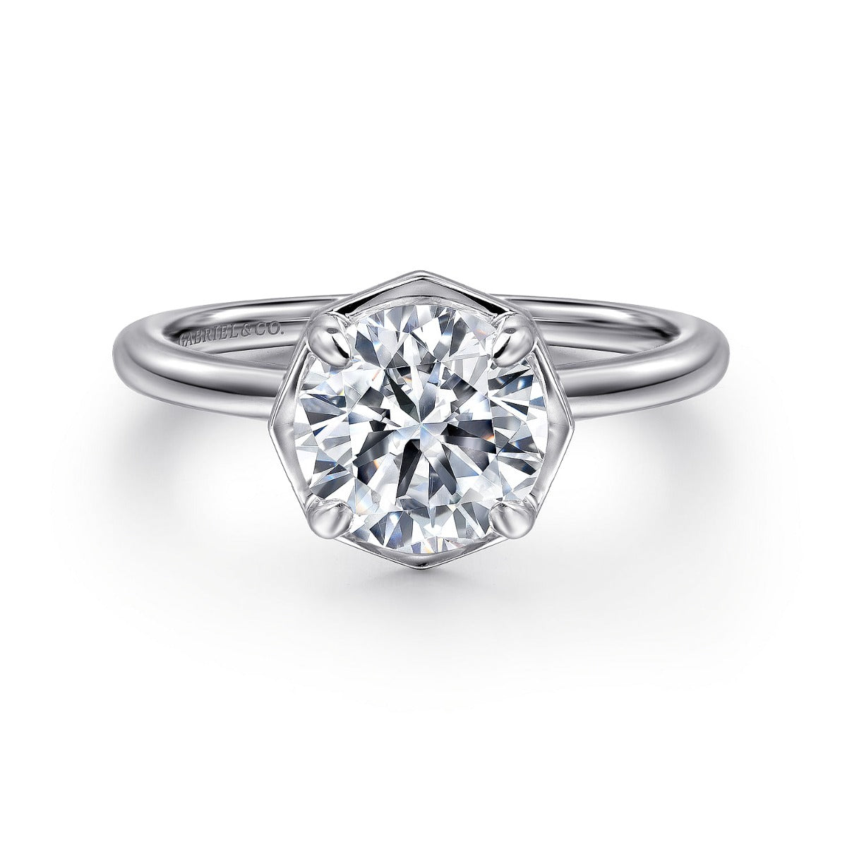 Cassi - 14K White Gold Round Diamond Semi Mount Engagement Ring