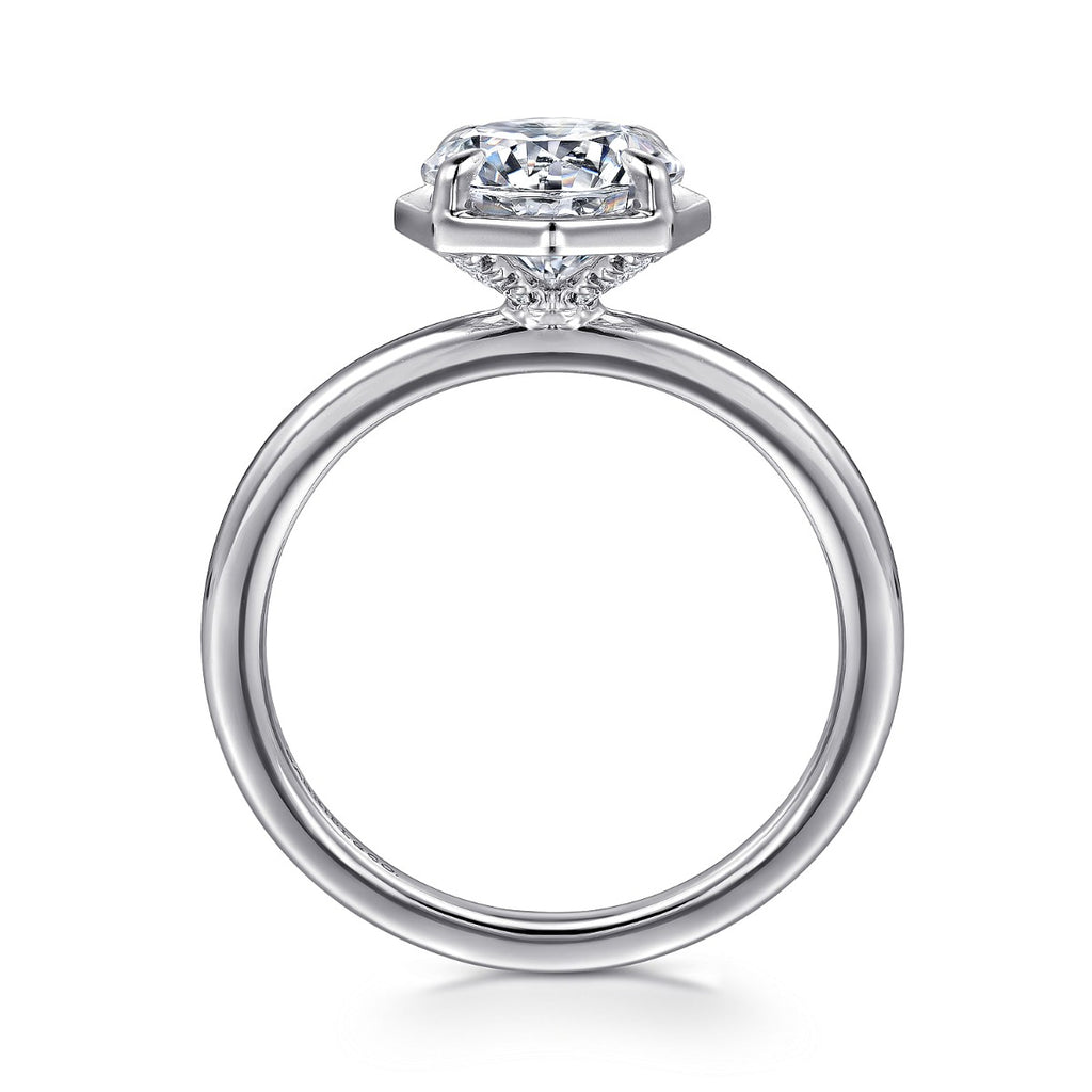 Cassi - 14K White Gold Round Diamond Semi Mount Engagement Ring