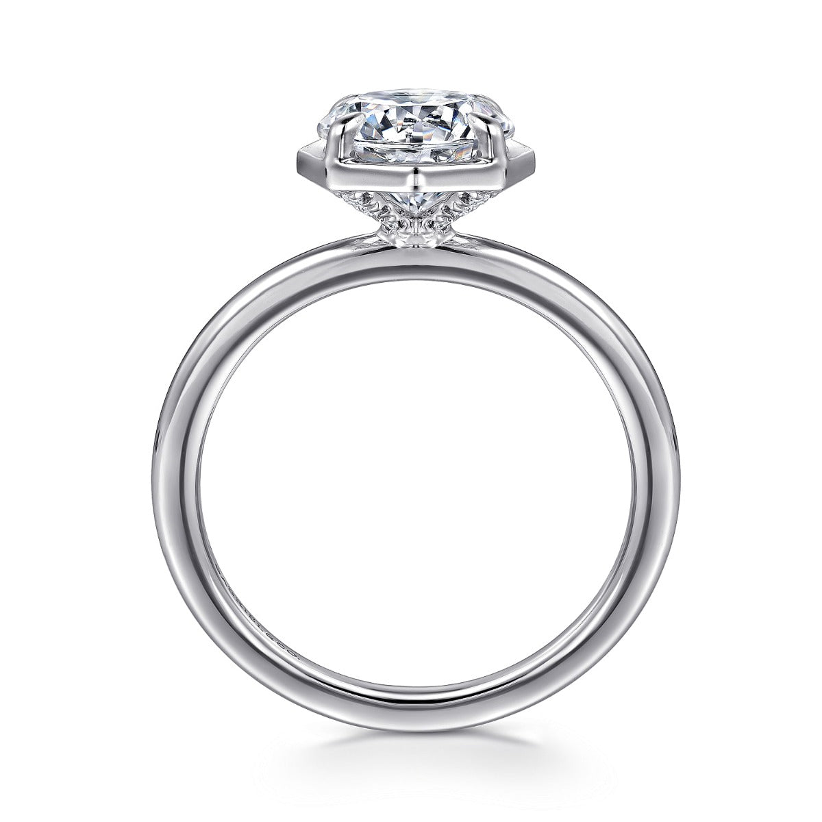 Cassi - 14K White Gold Round Diamond Semi Mount Engagement Ring