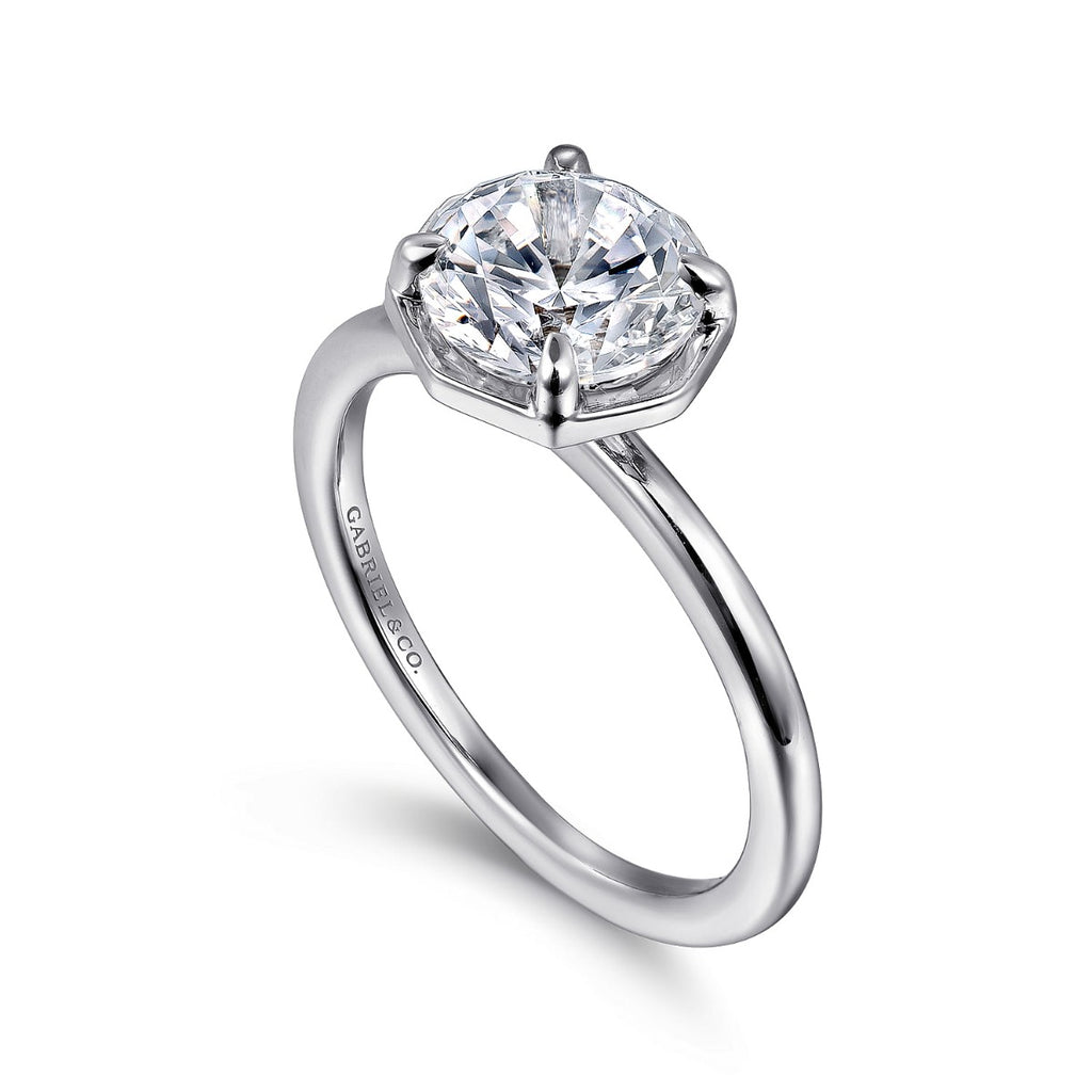 Cassi - 14K White Gold Round Diamond Semi Mount Engagement Ring