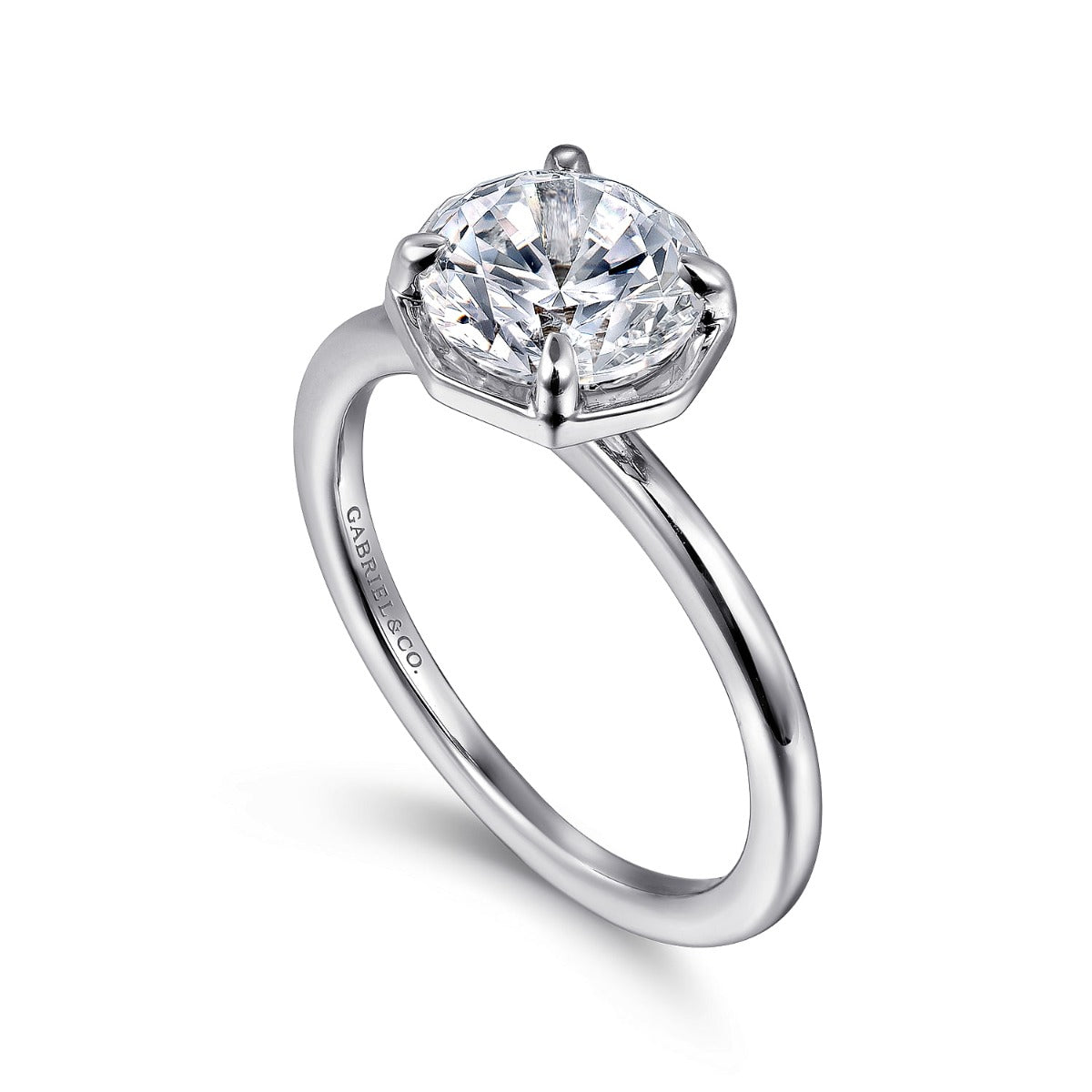 Cassi - 14K White Gold Round Diamond Semi Mount Engagement Ring