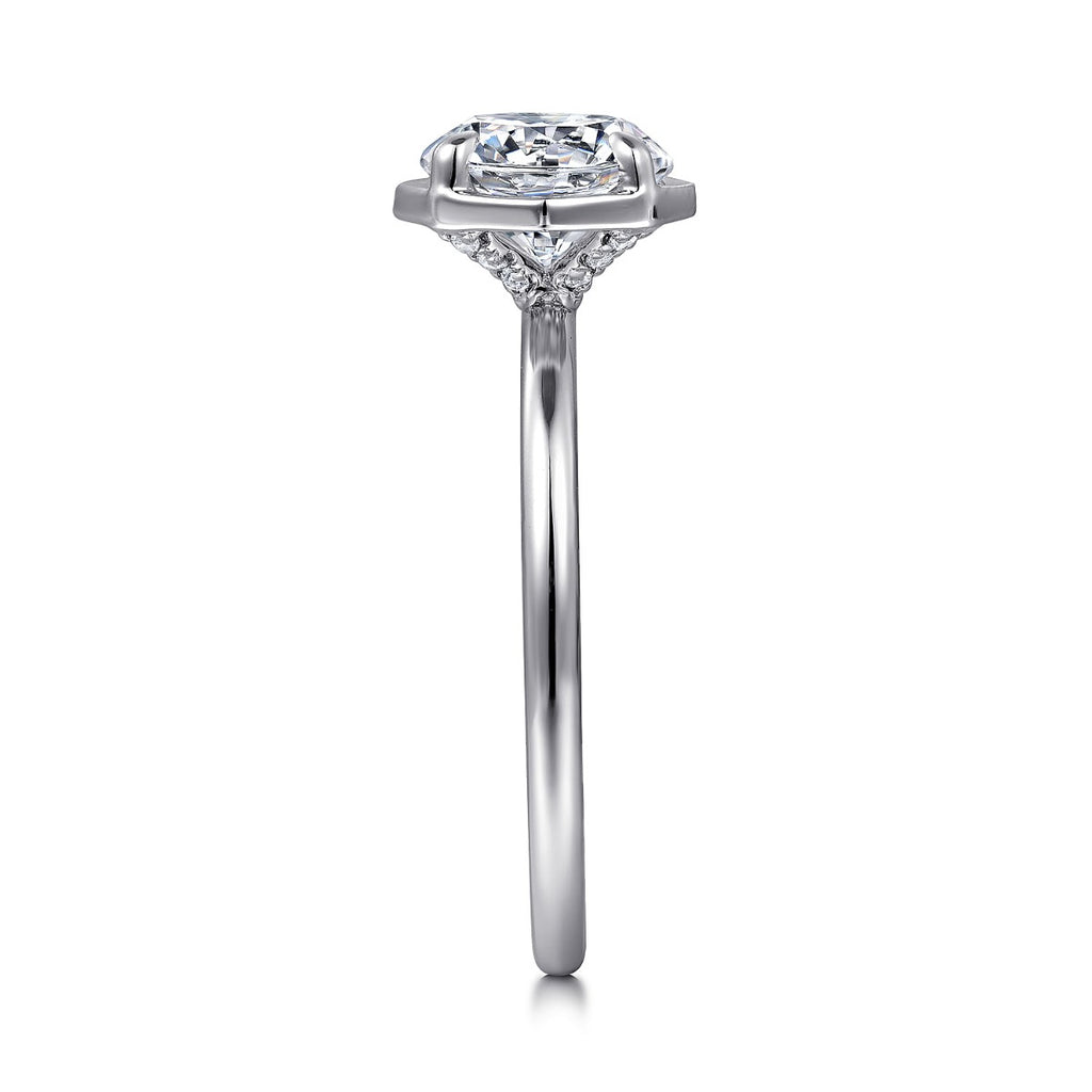Cassi - 14K White Gold Round Diamond Semi Mount Engagement Ring