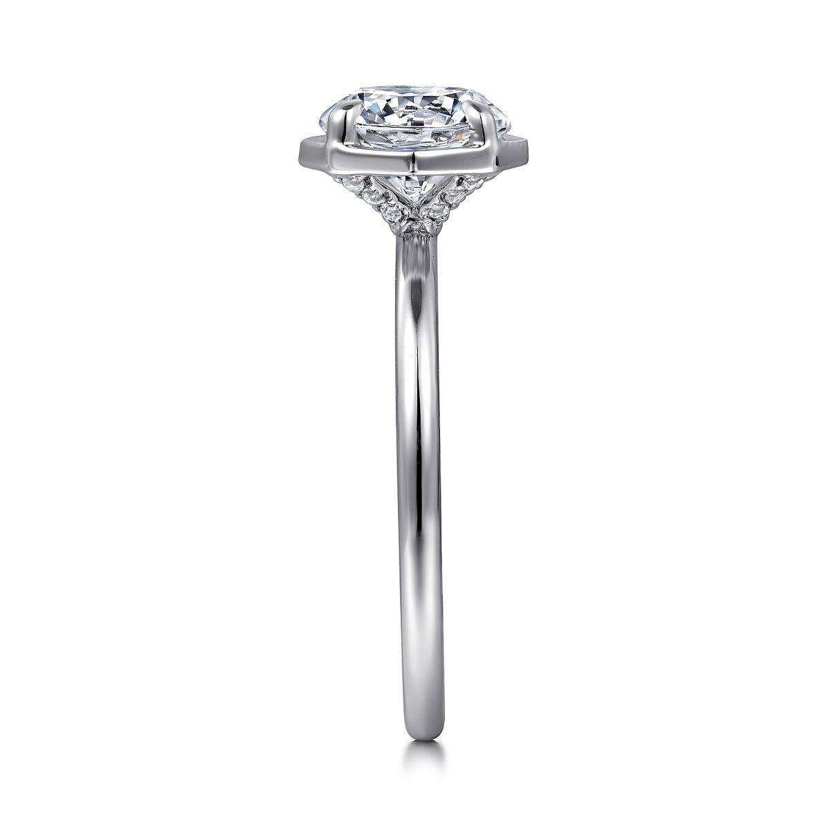 Cassi - 14K White Gold Round Diamond Semi Mount Engagement Ring