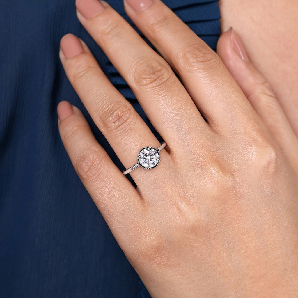 Cassi - 14K White Gold Round Diamond Semi Mount Engagement Ring