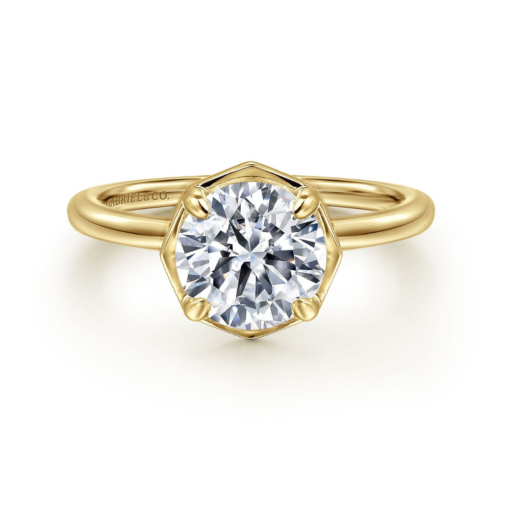 Cassi - 14K Yellow Gold Round Semi Mount Engagement Ring